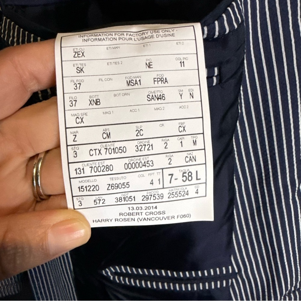 Ermenegildo Zegna Navy and White Pinstripe Blazer 100% SILK - Picture 9 of 16